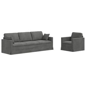 vidaXL Set di divani 2 pz Grigio scuro Velluto