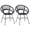 vidaXL Sedia da pranzo 2 pcs Nero 65 x 55,5 x 81 cm Rattan e Ferro