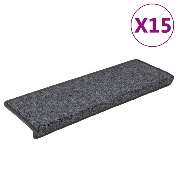 vidaXL Tappetini per scale 15 pz 65x21x4 cm Grigio scuro Bordo rettangolare