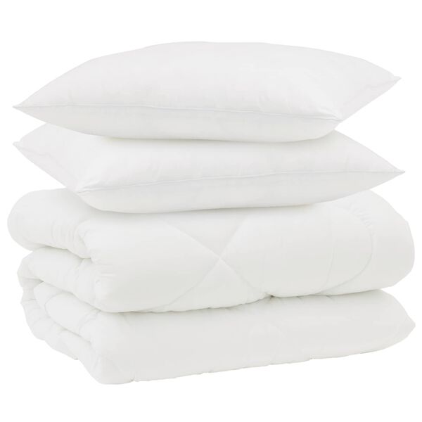 vidaXL Duvet Invernale con cuscino 3 pcs Bianco Microfibra