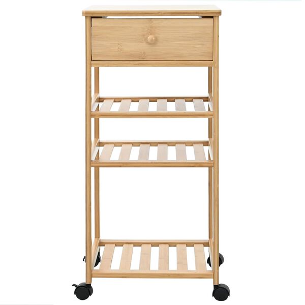 vidaXL Carrello da Cucina con Ruote Naturale 37 x 36 x 80 cm Bamb&ugrave;