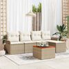 vidaXL Set Divano da Giardino con cuscino 6 pcs Beige polyrattan