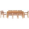 vidaXL Set Pranzo Giardino 9pz con Cuscini Bianchi Legno Massello Teak