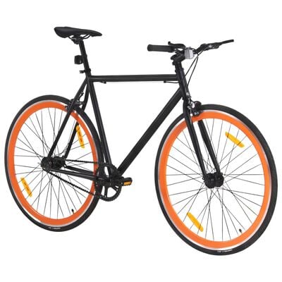 vidaXL Bicicletta a Scatto Fisso Nera e Arancione 700c 59 cm