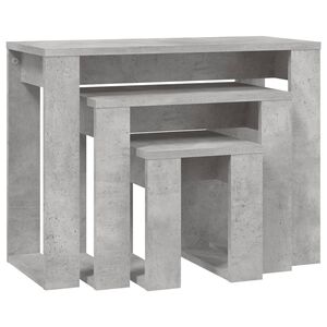 vidaXL Tavolini Impilabili 3 pz Grigio Cemento in Legno Multistrato