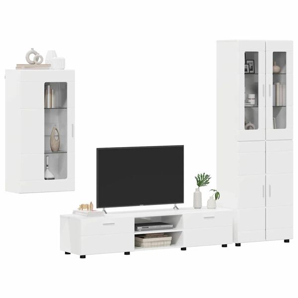 vidaXL Set mobile TV con porta FLORIN Bianco Lucido Legno multistrato