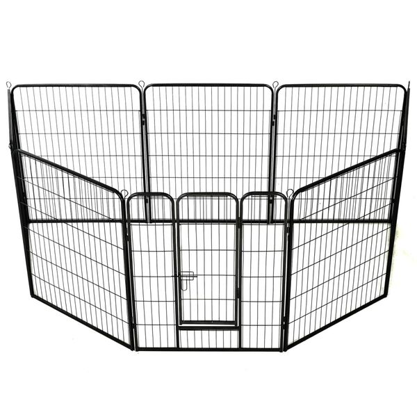 vidaXL Box per Cani con 8 Pannelli in Acciaio 80x100 cm Nero