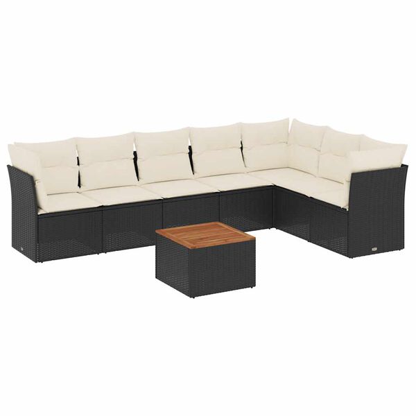 vidaXL Set Divani da Giardino con Cuscini 8 pz Nero in Polyrattan