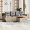 vidaXL Set Divano da Giardino 5 pz con Cuscini Beige in Polyrattan