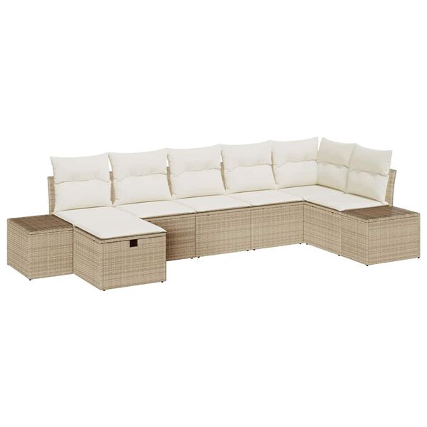 vidaXL Set di divani con cuscino 7 pcs polyrattan