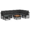 vidaXL Set di divani da esterno 9 pcs Nero e Grigio scuro Poliestere