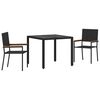 vidaXL Set da Pranzo per Giardino 3 pcs Nero polyrattan