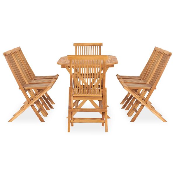 vidaXL Set da Pranzo da Giardino 9 pz Pieghevole in Massello di Teak