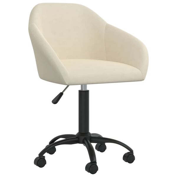 vidaXL Sedia da Pranzo Girevole Crema in Velluto