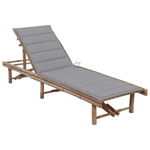 vidaXL Lettino Prendisole da Giardino con Cuscino in Bamb&ugrave;