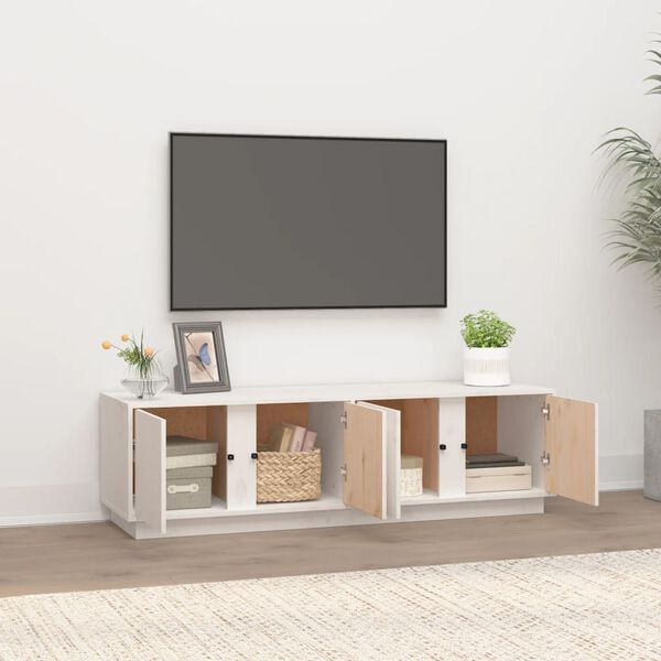 vidaXL Mobile Porta TV Bianco 140x40x40 cm in Legno Massello di Pino