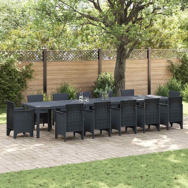 vidaXL Tavolo da Giardino Antracite 400 x 100 x 73 cm polyrattan