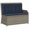vidaXL Panchina da giardino con cuscino Grigio e Blu Navy polyrattan