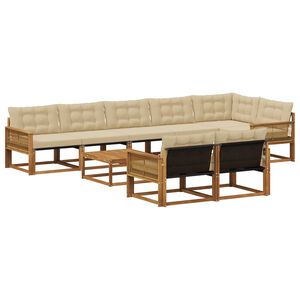 vidaXL Set di divani da esterno con cuscino 9 pcs Naturale e Beige