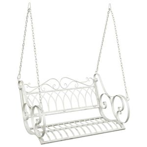 vidaXL Panchina a Dondolo Acciaio 109 x 75 x 59 cm Bianco Antico