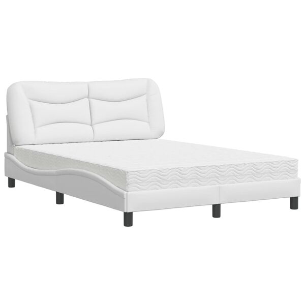 vidaXL Letto con Materasso Hvar Bianco 140x200 cm in Similpelle