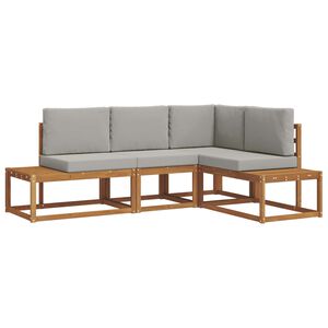 vidaXL Set di divani da esterno 4 pz 4-Posti Naturale e Grigio Chiaro