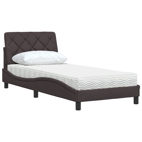 vidaXL Letto con Materasso Marrone Scuro 90x190 cm in Tessuto