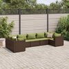 vidaXL Set Divani da Giardino 7 pz con Cuscini in Polyrattan Marrone