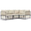 vidaXL Set Divani da Giardino 4 pz con Cuscini Antracite in Polyrattan