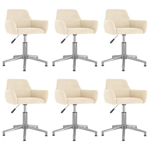 vidaXL Sedie da Pranzo Girevoli 6 pz Crema in Velluto
