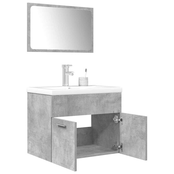 vidaXL Set Mobili da Bagno 3 pz Grigio Cemento in Legno Multistrato