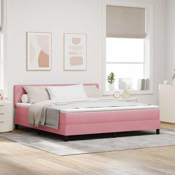 vidaXL Letto a molle con materasso Rosa 180 x 200 cm Velluto