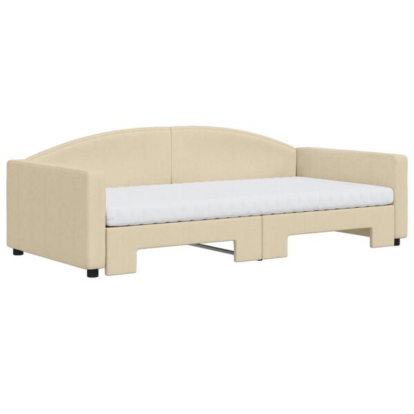 vidaXL Divano Letto Estraibile con Materassi Crema 100x200 cm Tessuto