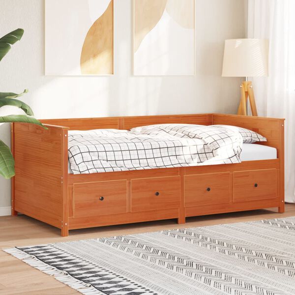 vidaXL Dormeuse senza Materasso Marrone Cera 80x200 cm Legno di Pino