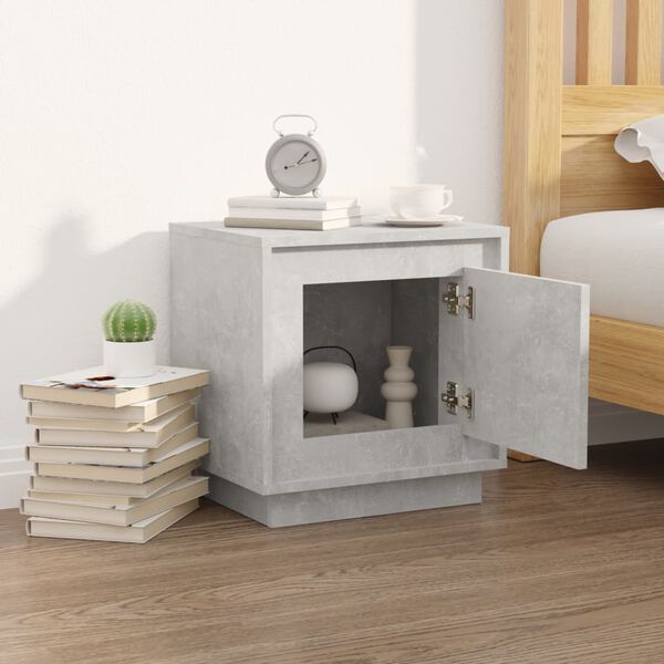 vidaXL Comodino Grigio Cemento 44x35x45 cm in Legno Multistrato