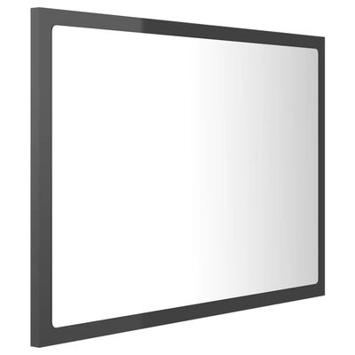 vidaXL Specchio da Bagno LED Grigio Lucido 60x8,5x37 cm in Acrilico