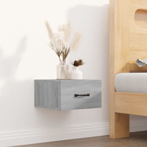 vidaXL Comodini a Muro 2 pz Grigio Sonoma 35x35x20 cm