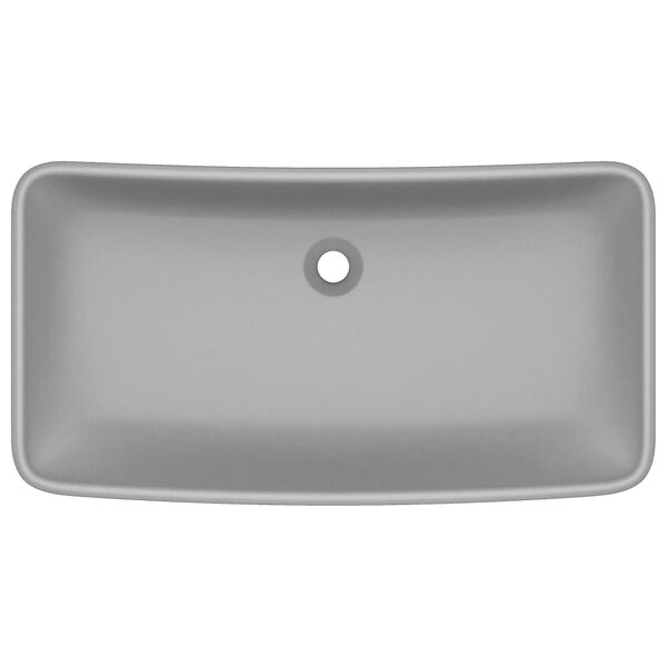 vidaXL Lavabo Lusso Rettangolare Grigio Chiaro Opaco 71x38 cm Ceramica