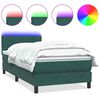 vidaXL Letto a Molle con Materasso e LED Verde Scuro 80x210 cm Velluto