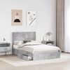 vidaXL Letto con Contenitore con testiera Grigio cemento 135 x 190 cm
