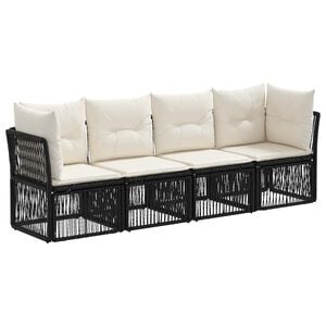 vidaXL Set Divano da Giardino 4 pcs Nero polyrattan