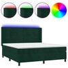 vidaXL Letto a Molle con Materasso e LED Verde Scuro 180x200cm Velluto