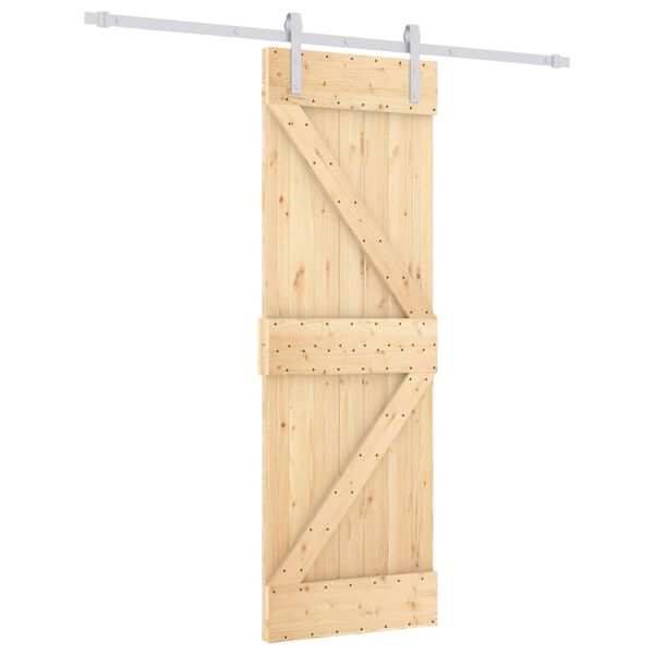 vidaXL Porta Scorrevole con Set Hardware 70x210 cm Legno Massello Pino