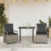 vidaXL Set da Pranzo da Giardino 3 pz con Cuscini in Polyrattan Grigio
