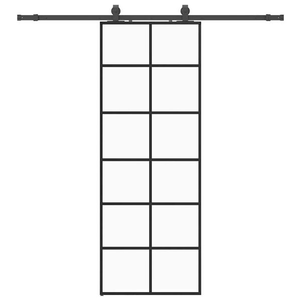 vidaXL Porta Scorrevole con Ferramenta Nera 76x205 cm in Vetro ESG