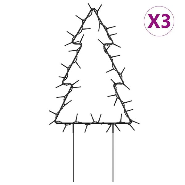 vidaXL Decorazioni Luminose Natalizie Picchetti 3pz Albero 50LED 30cm