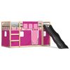 vidaXL Letto a Castello con Scivolo e Tende Rosa 90x190 cm