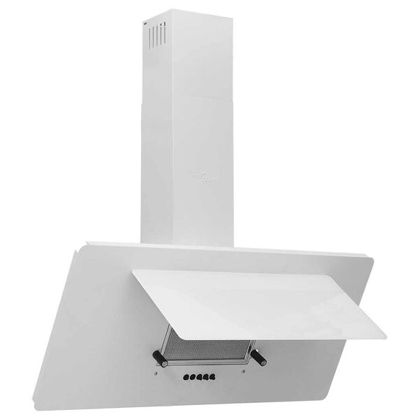 vidaXL Cappa Parete 90 cm Acciaio Inox e Vetro Temperato Bianco Lucido