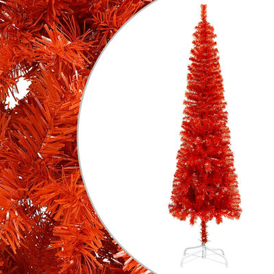 vidaXL Albero di Natale Sottile Preilluminato Rosso 150 cm