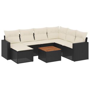 vidaXL Set Divani da Giardino con Cuscini 8 pz Nero in Polyrattan